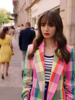 Emily Cooper Neon Check Multicolor Blazer