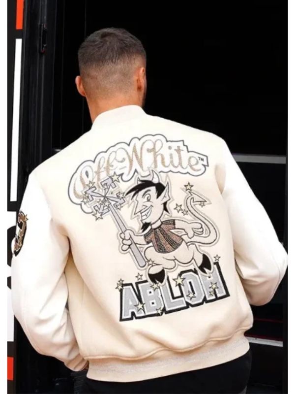 Off White AC Milan Grey Varsity Jacket