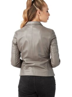 Agata Taupe Genuine Leather Women's Jacket