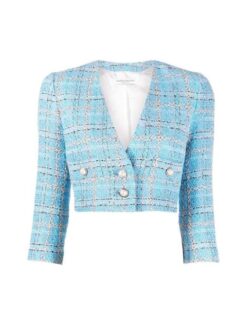 Barbie 2023 Alexandra Shipp Blue Cropped Tweed Jacket