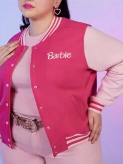 Barbie Embroidered Pink Varsity Jacket