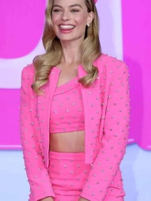 Embellished Cropped Barbie 2023 Margot Robbie Pink Jacket