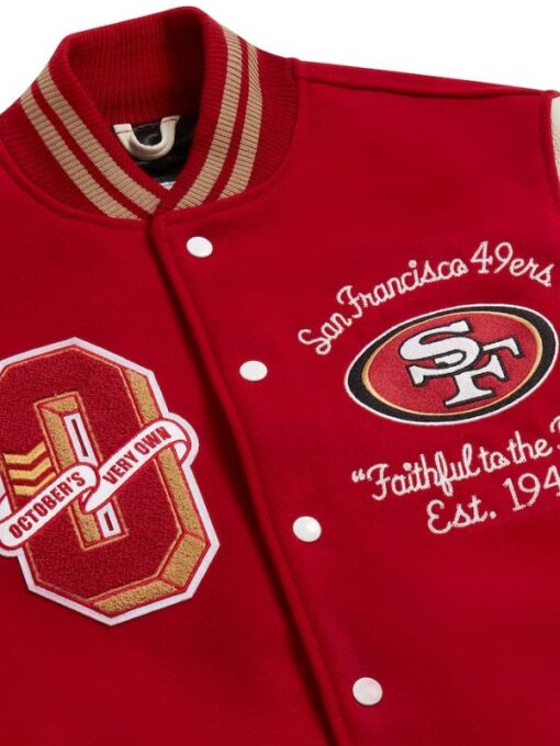 OVo X NFL San Francisco 49ers Bomber Red Varsity Jacket