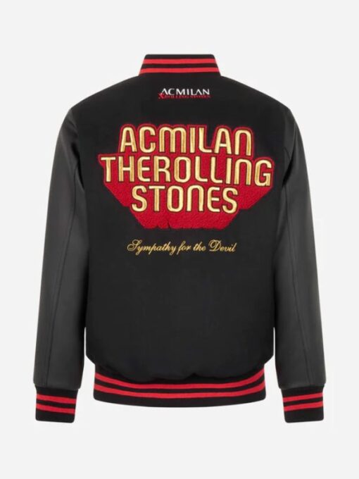 AC Milan x Rolling Stones Bomber Black Varsity Jacket