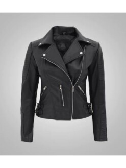 Women's Classic Black Biker Leather Jacket