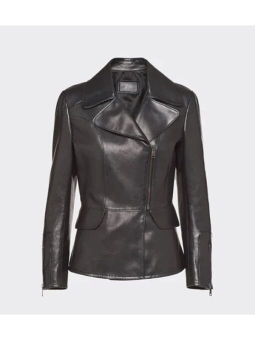 Women's Fashion Classic Biker Black Leather Jacket