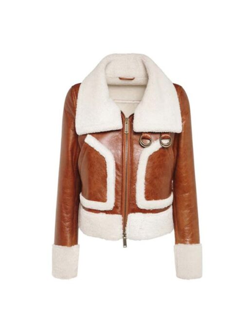 Women B3 Shearling Brown Leather Jacket