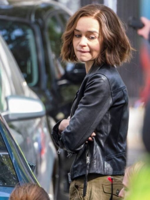 Secret Invasion 2023 Emilia Clarke Black Leather Jacket