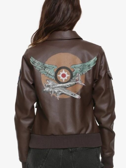 Brie Larson Captain Marvel Air Force Brown Bomber Leather Jacket