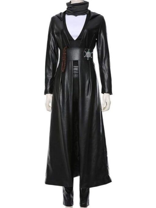 Watchmen Angela Abar Black Leather Trench Coat