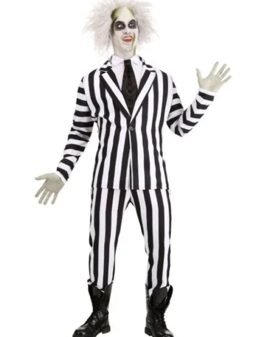 Halloween Beetlejuice Adult Black And White Suit