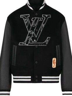 Louis Vuitton, Jackets & Coats, Multi Patch Lv Purple Leather Varsity  Jacket