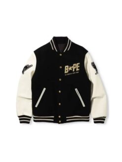 Bape OVO Black Bomber Varsity Jacket