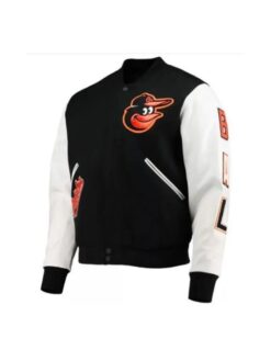 MLB Baltimore Orioles Logo Black and White Varsity Jacket