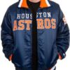 Houston Astros Big Logo Blue Satin Jacket