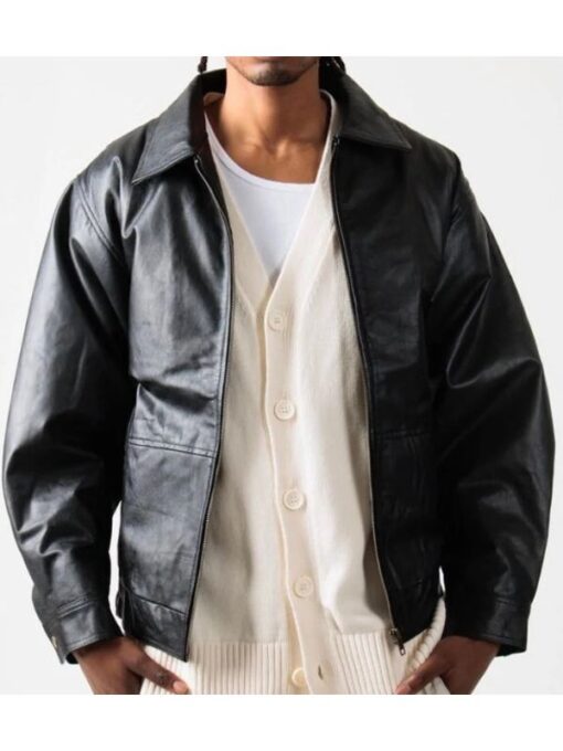 Handmade 90's Oversized Bomber Black Real Leather Jacket 