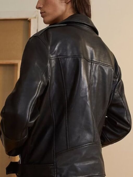 Women's 90's Oversized Black Motorcycle Biker Leather Jacket