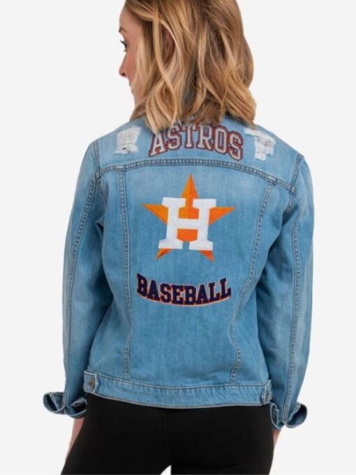 Women's Astros Houston Baseball Blue Denim Jacket