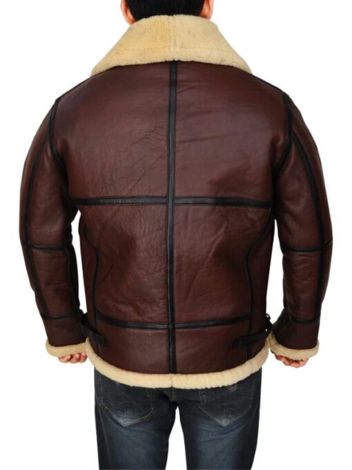 Men's Shearling Brown Bomber Leather Jacket