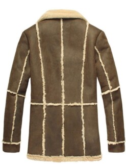 Men's Brown Shearling Lined Sheepskin Leather Reacher Style Coat