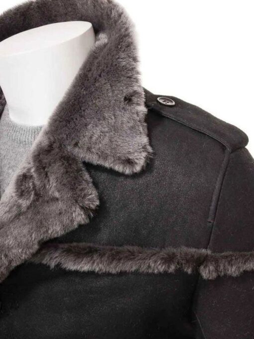 Men's Shearling Black Leather Coat