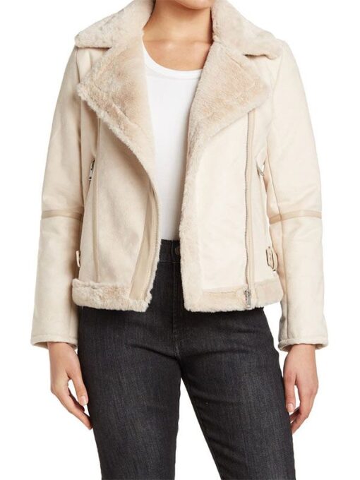 Ivory Fur Shearling Leather Jacket