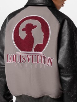 Louis Vuitton Short Monogram Nylon Bi-color Leather Logo Jacket