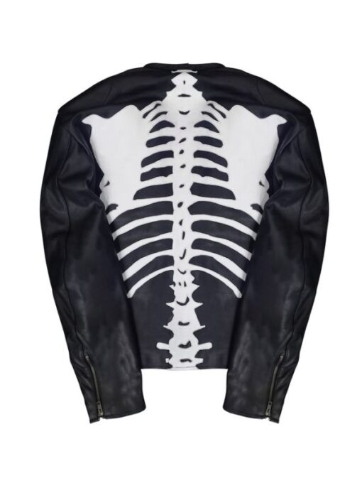 Skeleton Bones Vanson Black and White Leather Jacket