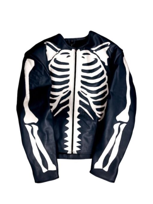 Skeleton Bones Vanson Black and White Leather Jacket