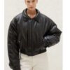 Women's 90's Plus Oversized Black Padded Vintage Leather Jacket