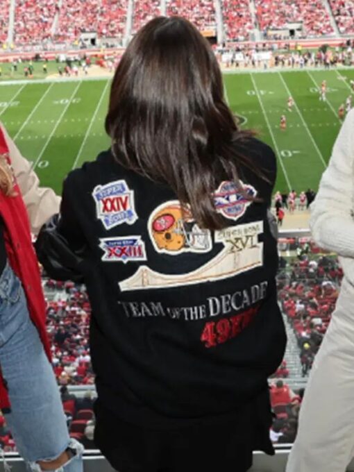 Olivia Culpo San Francisco 49ers Black Bomber Jacket