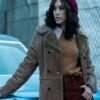 The Continental From the World of John Wick S01 Mishel Prada KD Shearling Brown Suede Leather Coat