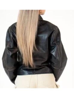 Women's 90's Oversized Black Distressed Vintage Leather Jacket 