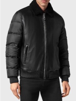 Philipp Plein Real Leather and Parachute Black Bomber Jacket