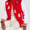 San Francisco 49ers Red and White Letterman Varsity Jacket