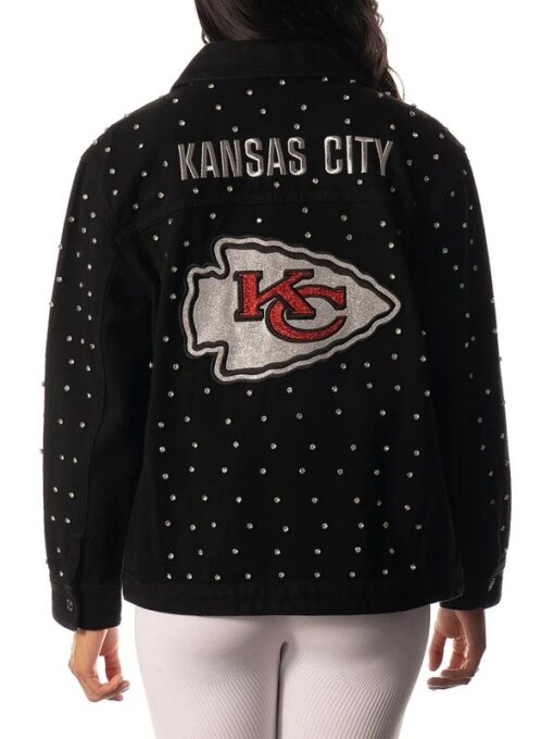 Kansas City Chiefs Rhinestone Black Denim Jacket