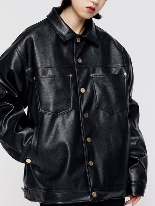 Doberman Embroidered Biker Black Leather Jacket - Sale
