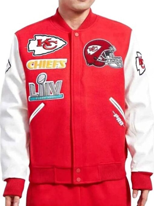 Kansas City Chiefs Logo Red and White Varsity Bomber Jacket
