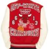 Off-White Chicago Bulls Varsity Red Wool and Leather Jacket
