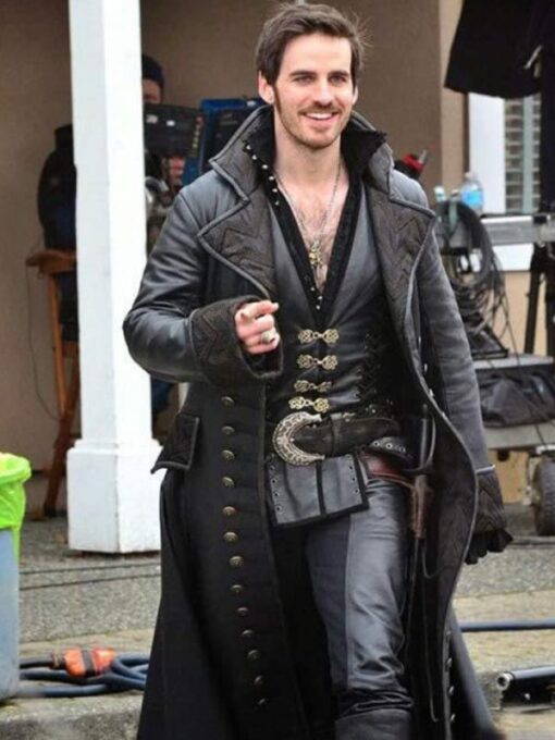 Once Upon A Time Captain Hook Black Leather Coat
