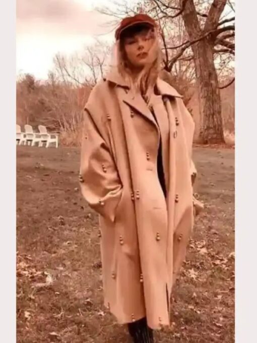 Red Taylor's Version Trench Coat with Pearls
