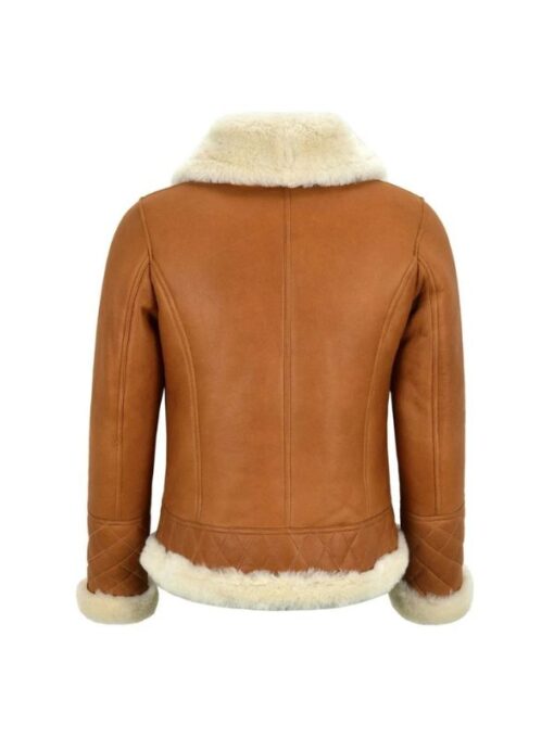 Women's Tan Brown Bomber Leather Shearling Jacket