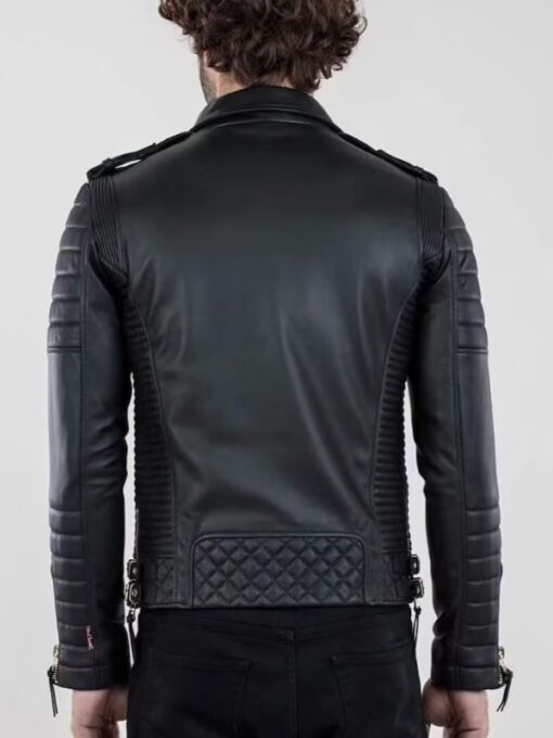 Mens New Fashion Black Biker Italian lambskin Leather Jacket