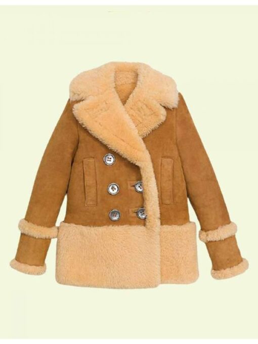 Brown Leather Shearling Brown Peacoat