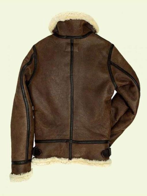 Brown Bomber Shearling Leather Jacket For Women's