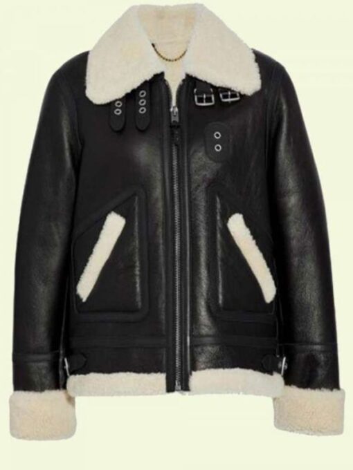Women's B3 Ivory Shearling Aviator Leather Jacket