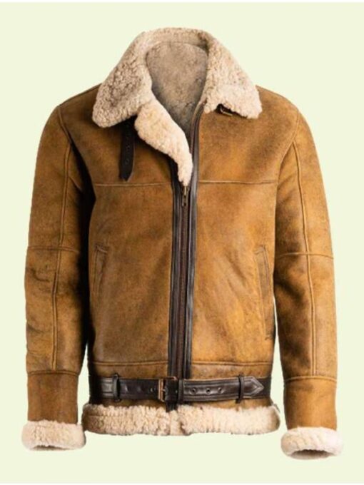 Men's Brown Shearling Aviator Jacket