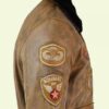Men's Tan Brown Bomber Shearling Leather Jacket