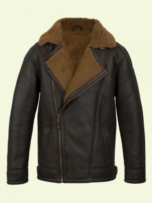 Shearling Brown Leather Jacket For Mens