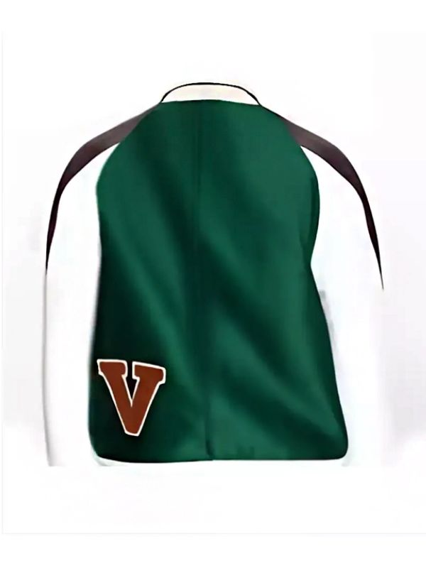 Men's L-V Green Varsity Fashion Jacket, Green Wool Embroidery Patch  Jacket .